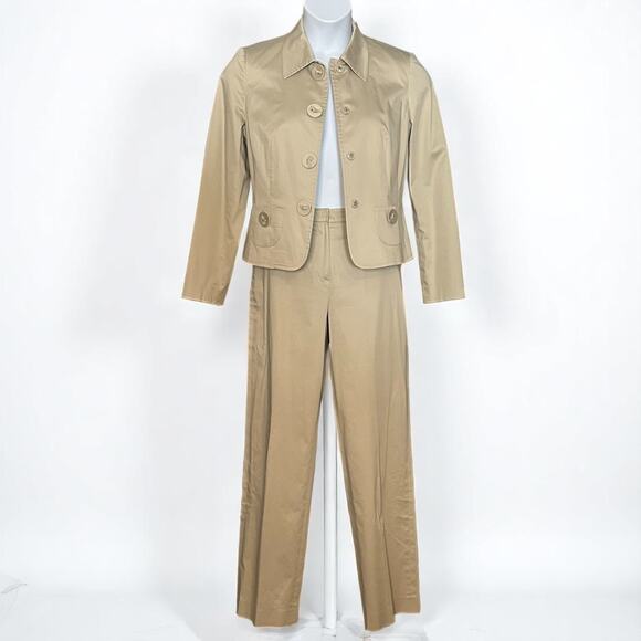 Vintage Talbots Casual Khaki Pants & Jacket Set Size 6 Snap Buttons Straight Leg - Picture 1 of 16